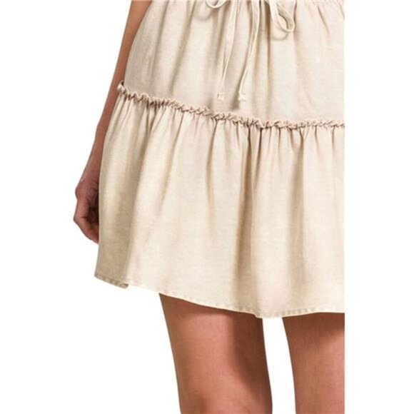 Zenana Tencel Washed Tiered Mini Skirts - Picture 3 of 3